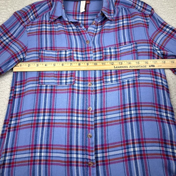 Pilcro Wool Blend‎ Flannel Shirt Women's Small Blue Plaid Western Rodeo Anthro - Picture 5 of 11